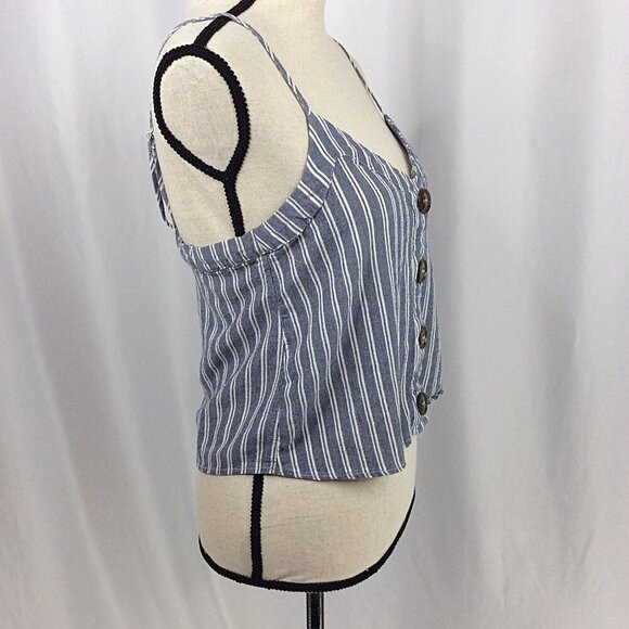 Garage Cami Crop Tank Top Womens Size Medium Striped Button Down Skater Beach - Picture 2 of 6
